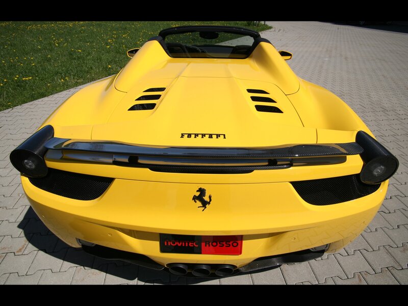 Yellow Ferrari Sports Car — Calm, Afternoon, Photograph, Carbon Fiber Spoiler