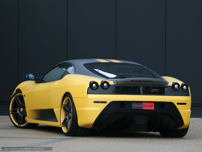 Yellow Ferrari Sports Car — Dramatic, Photograph, Wall