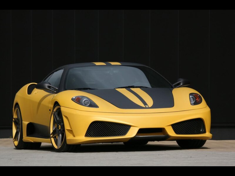 Yellow Ferrari Sports Car — Dramatic