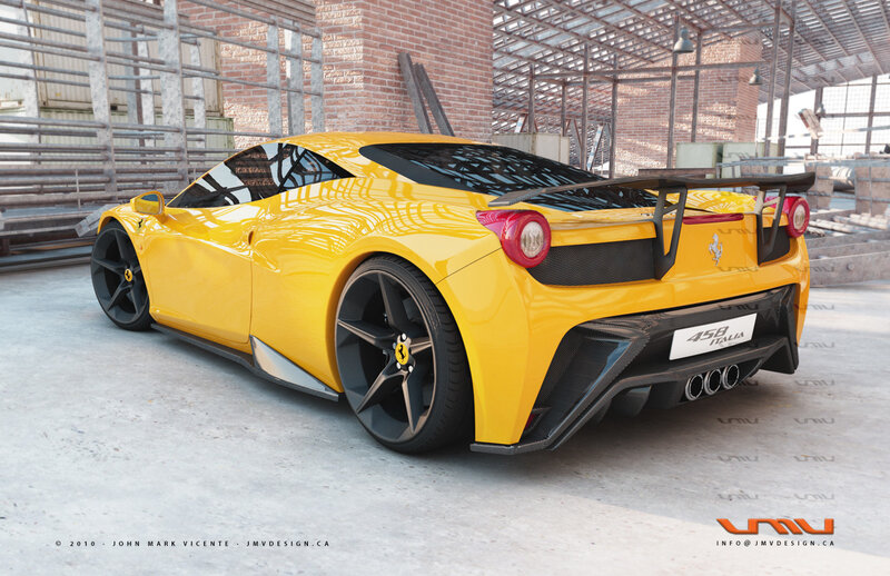 Yellow Ferrari Sports Car — Industrial, 3d Render