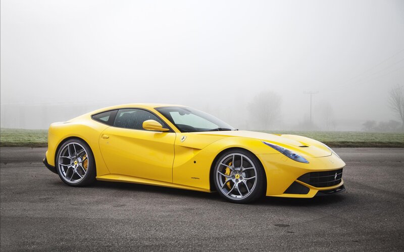 Yellow Ferrari Sports Car — Misty, Morning