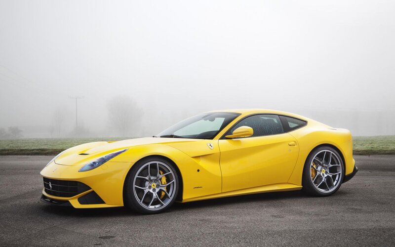 Yellow Ferrari Sports Car — Misty, Photograph