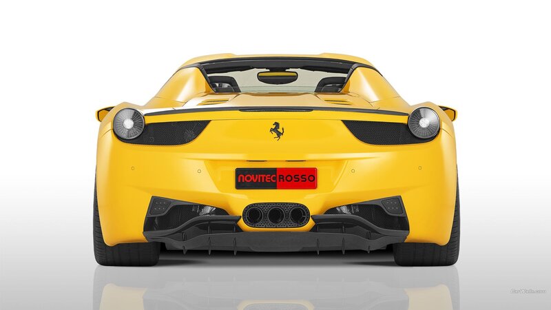 Yellow Ferrari Sports Car — Neutral, Photograph, License Plate, Exhaust, Black, Novitec Rosso