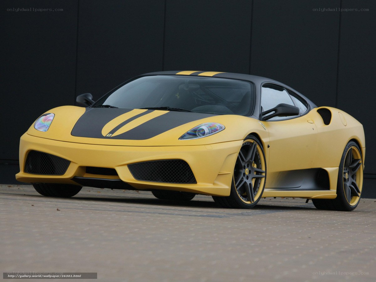 yellow ferrari sports car