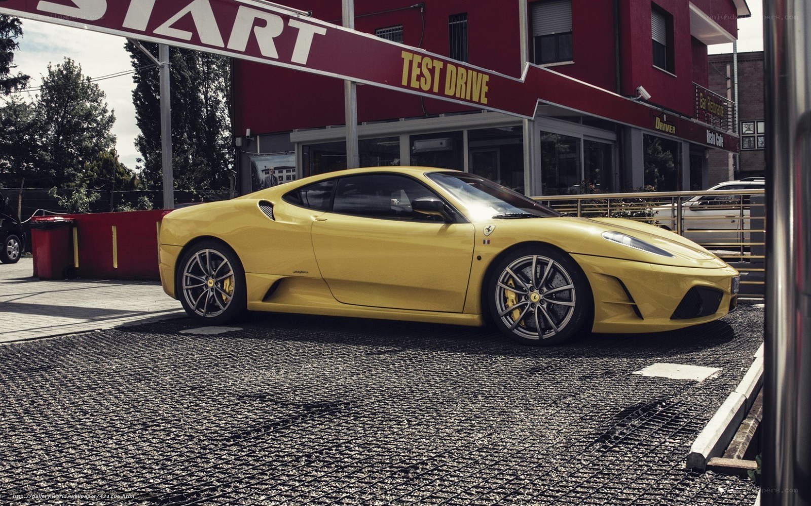 Yellow Ferrari test drive