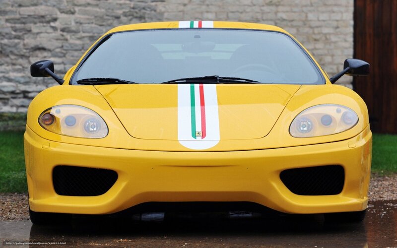 Yellow Ferrari with Italian stripes