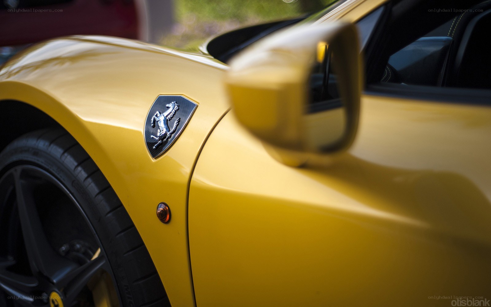 Yellow Ferrari with prancing horse
