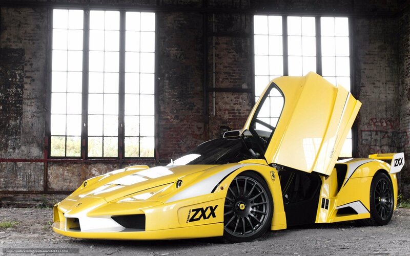 Yellow Ferrari ZXX in warehouse