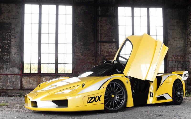 Yellow Ferrari ZXX sports car