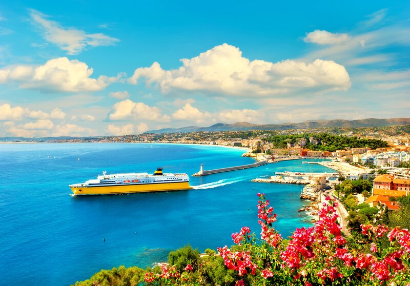 Yellow Ferry in Harbor