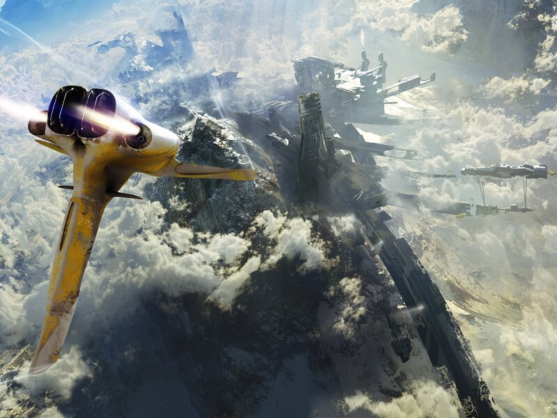 Yellow Fighter Jet — Dramatic