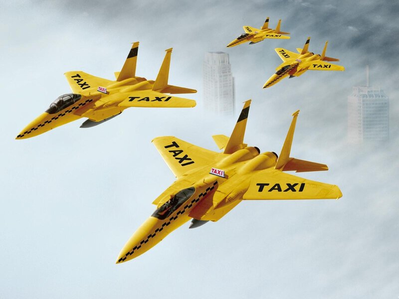 Yellow fighter jets with taxi markings