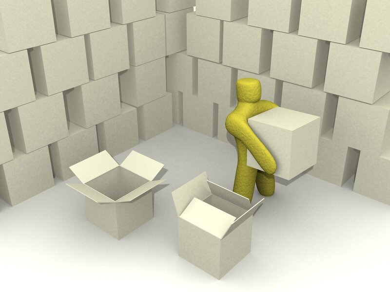 yellow figure packing boxes
