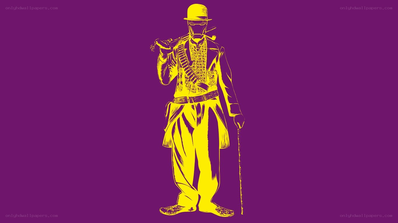 yellow figure with cane and hat