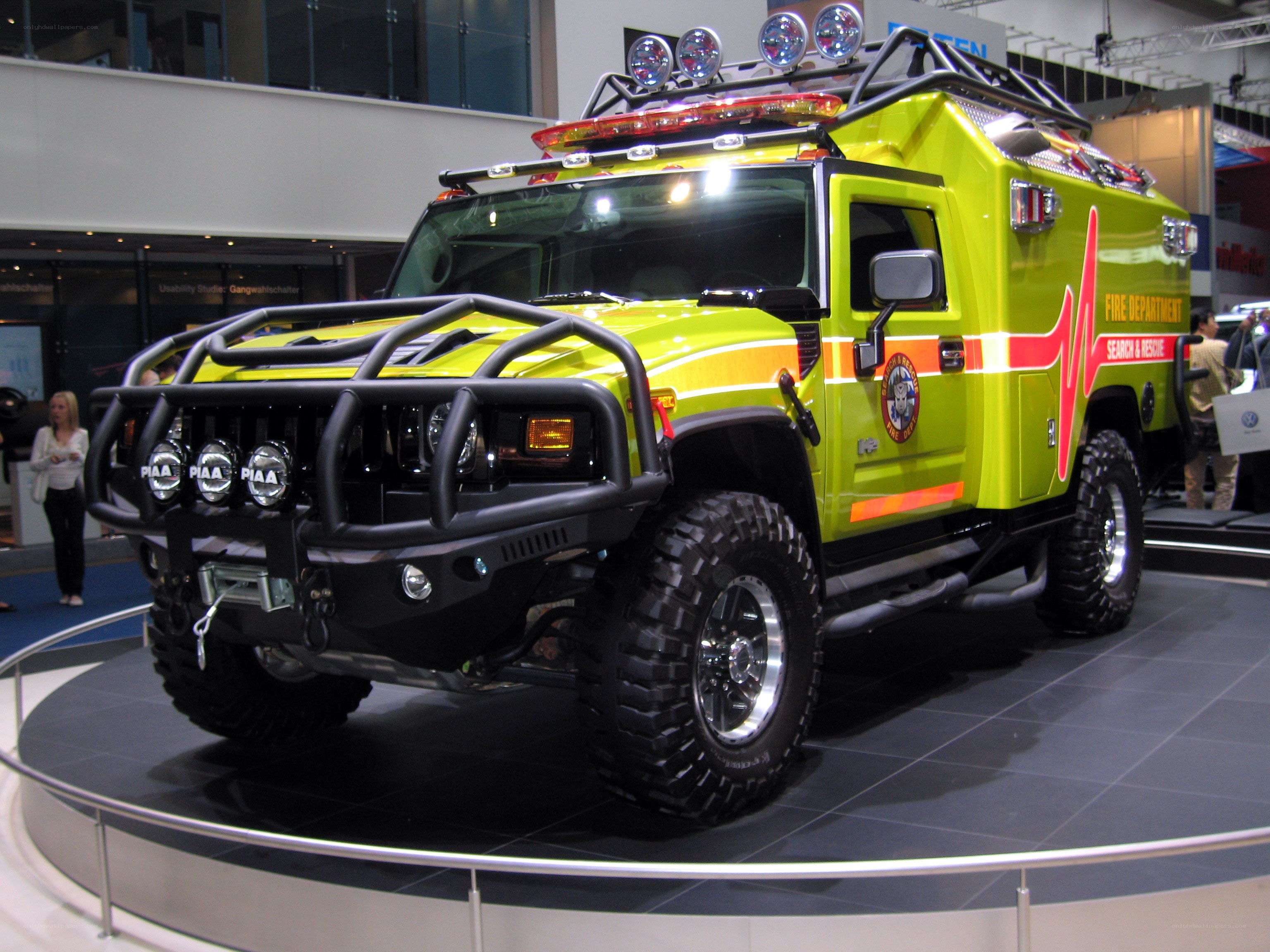 Yellow fire rescue vehicle