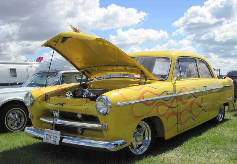 Yellow Flame-painted Car — Bright, Afternoon, Photograph