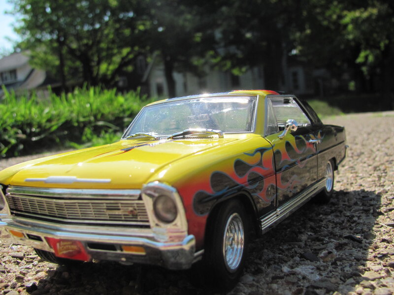 Yellow Flame-painted Car — Bright, Afternoon