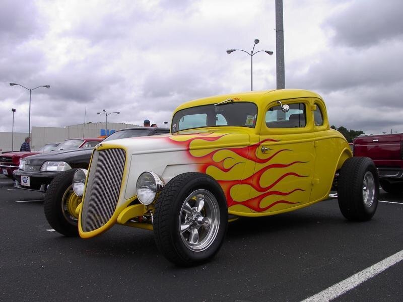 Yellow Flame-painted Hot Rod