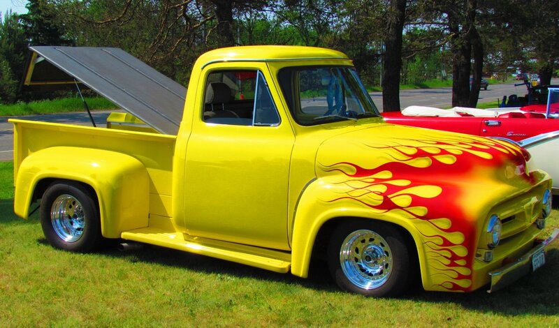 Yellow Flame-painted Pickup Truck — Bright