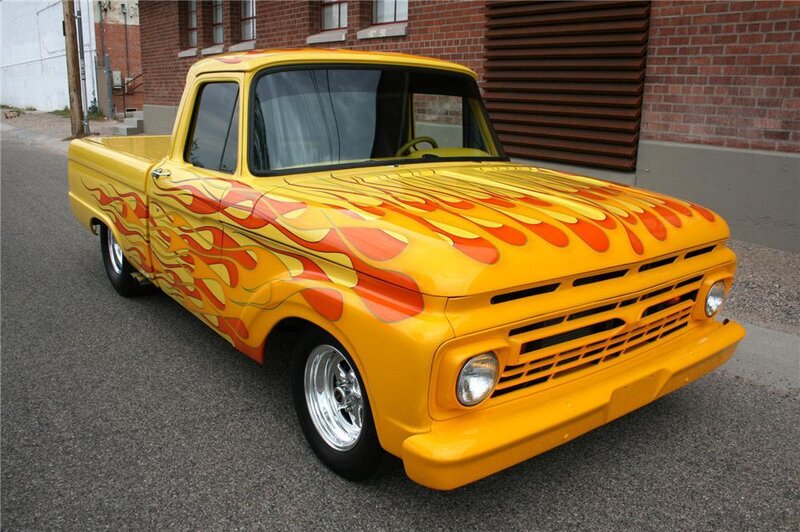 Yellow Flame-painted Truck