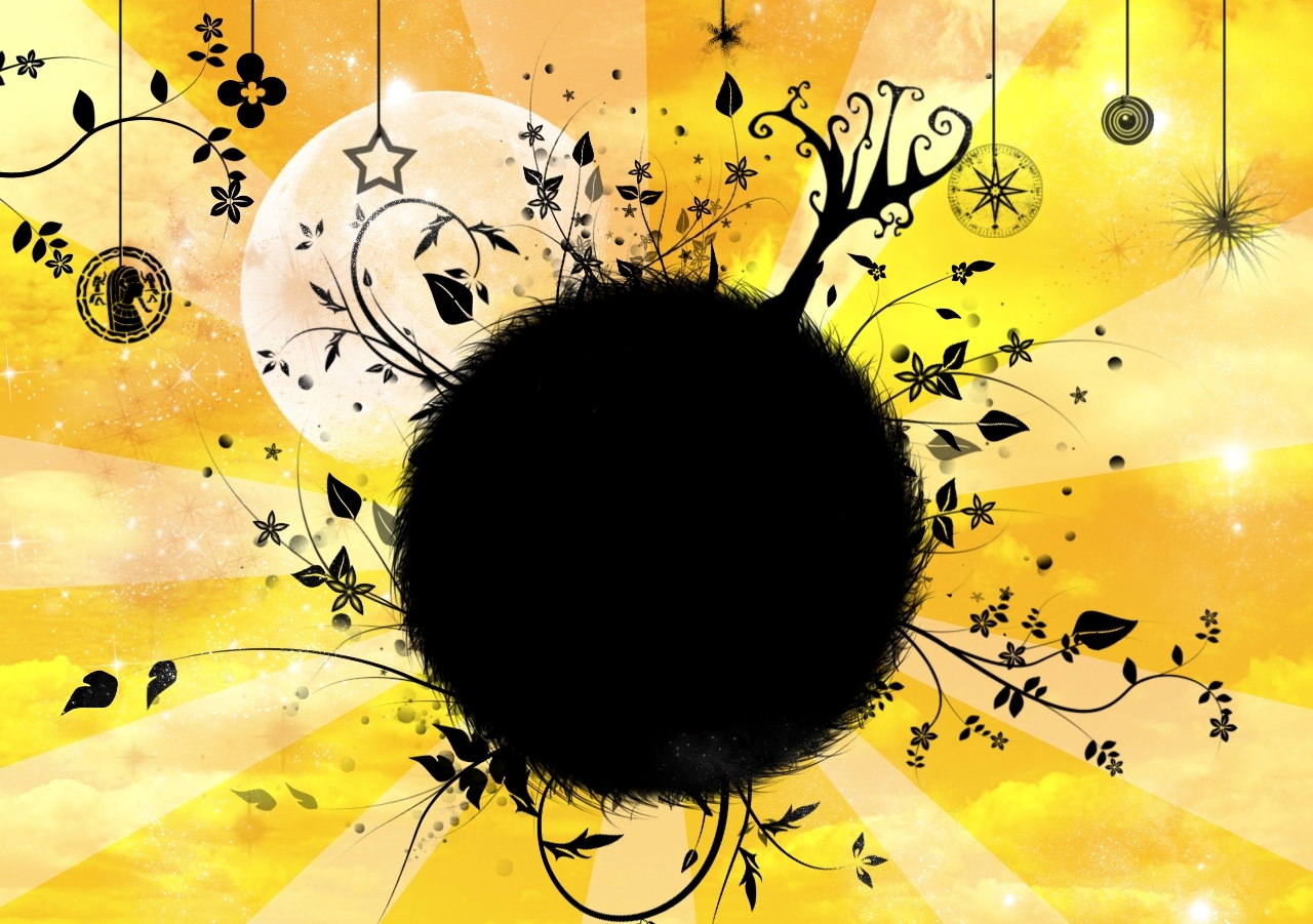yellow floral abstract background