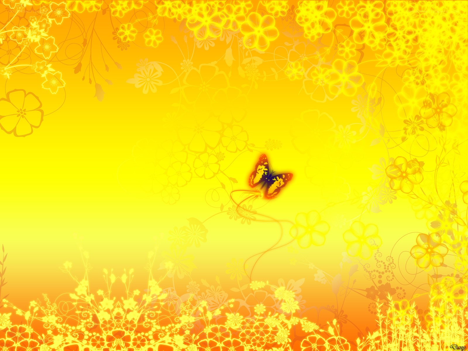 yellow floral butterfly background