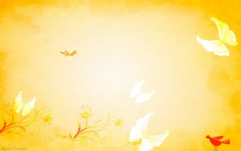 yellow floral butterfly scene