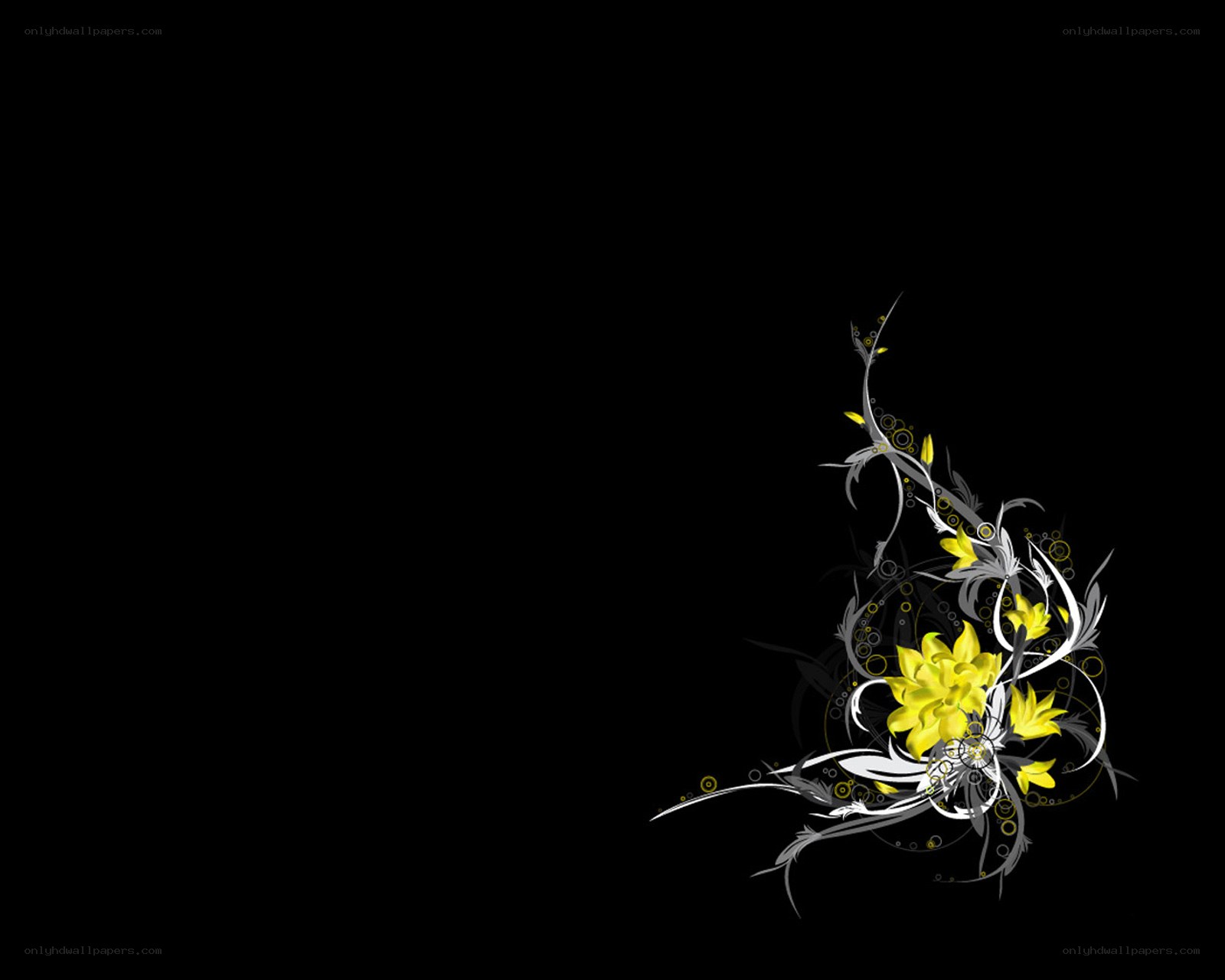 yellow floral design on black