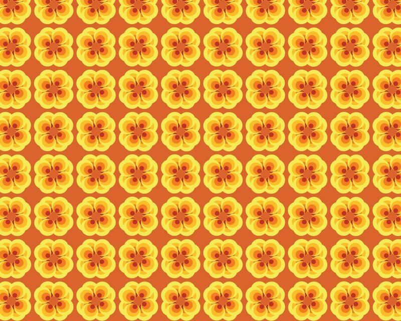 yellow floral pattern on orange
