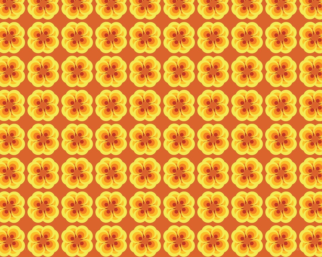 yellow floral pattern on orange