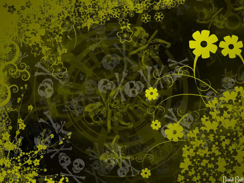 yellow floral skull pattern