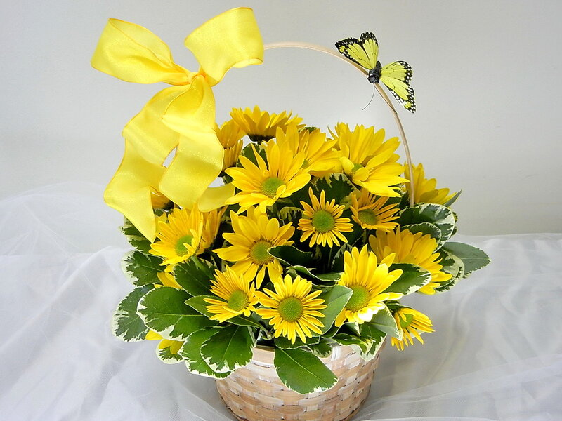 Yellow Flower Basket — Bright