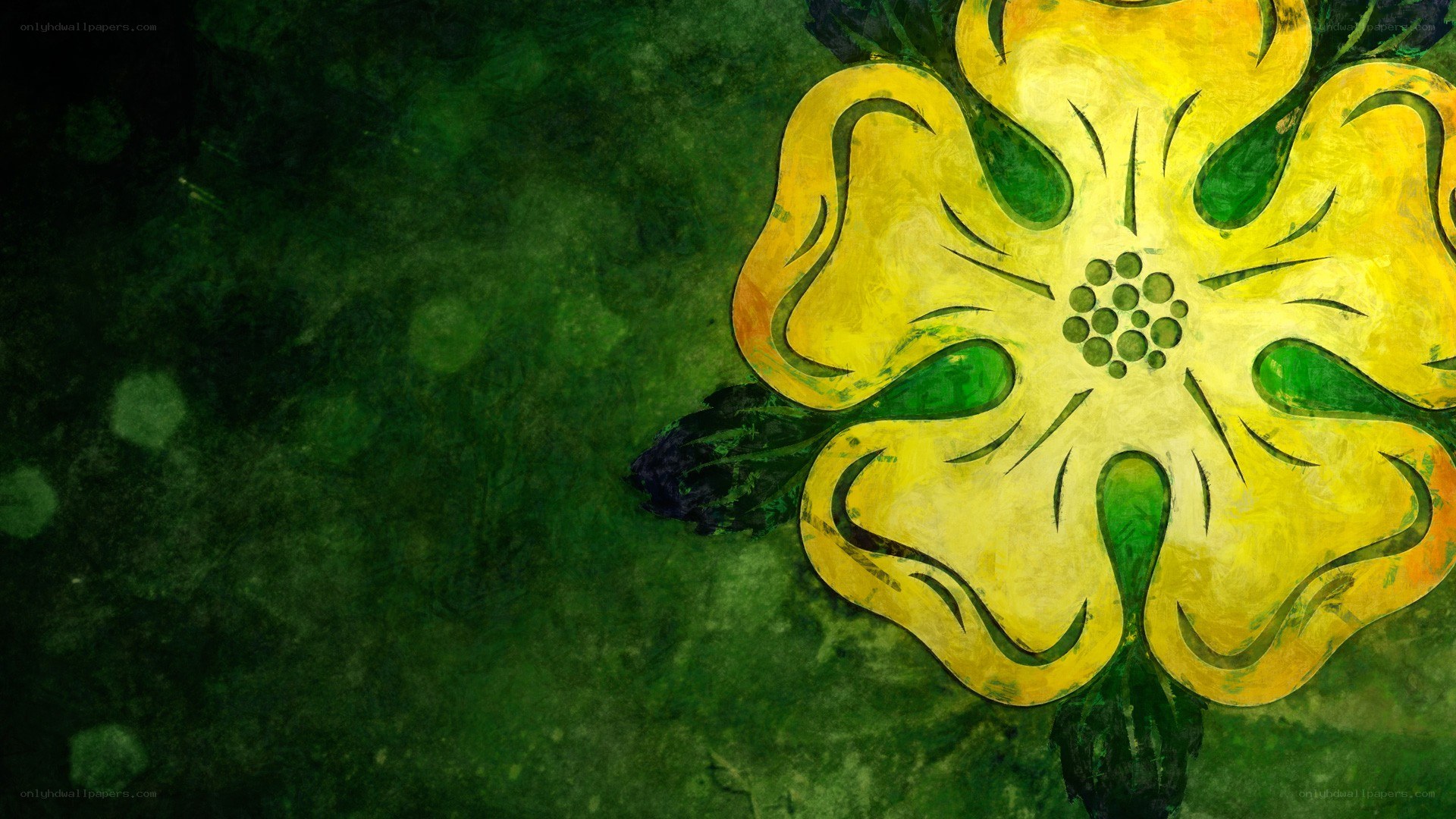yellow flower on green background
