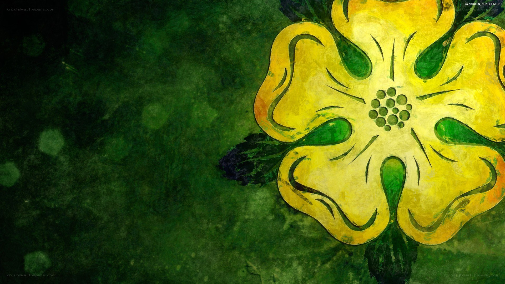 yellow flower on green background