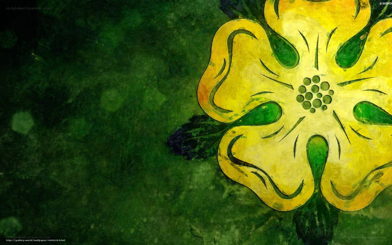 Yellow flower on green background