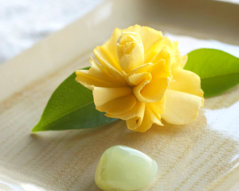 Yellow Flower on Plate — Serene