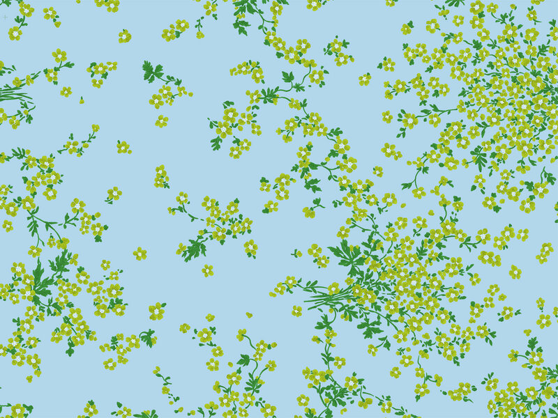 yellow flower pattern on blue