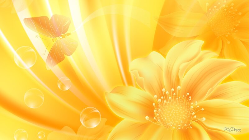 Yellow Flower with Butterfly — Bright