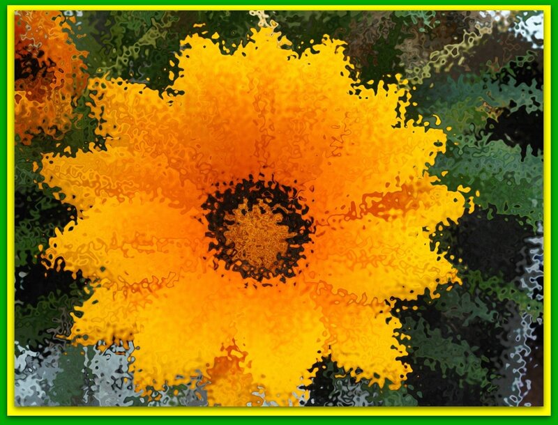 Yellow Flower with Dark Center — Vibrant, Digital Art