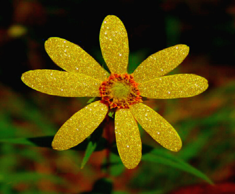 Yellow Flower with Glitter