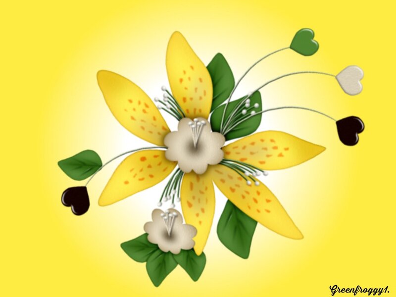 Yellow Flower with Hearts