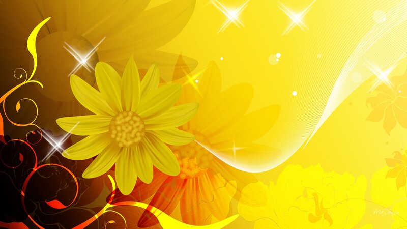 Yellow Flower with Swirls