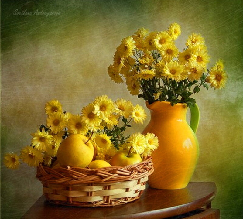Yellow Flowers and Apples — Calm