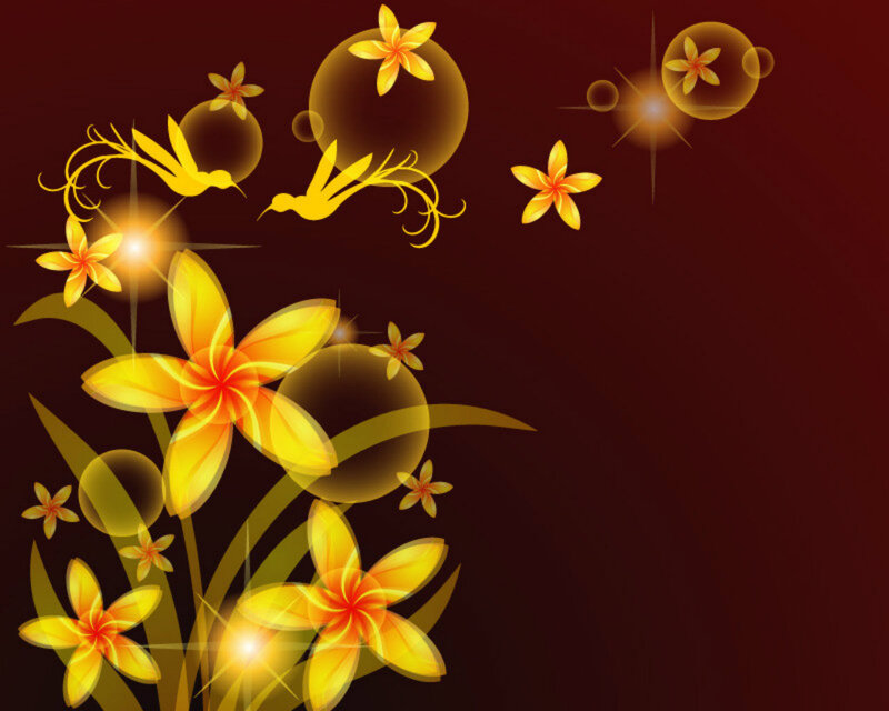 Yellow Flowers and Birds