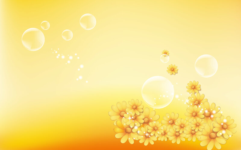 yellow flowers and bubbles