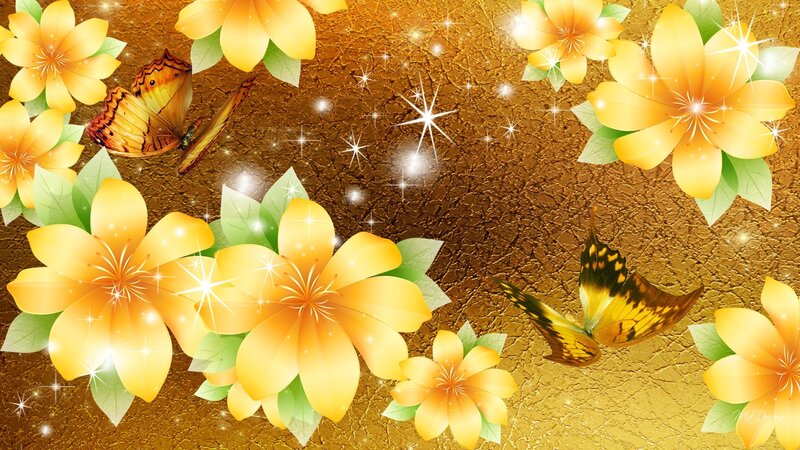 Yellow Flowers and Butterflies — Festive