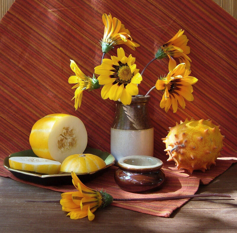 Yellow Flowers and Fruit