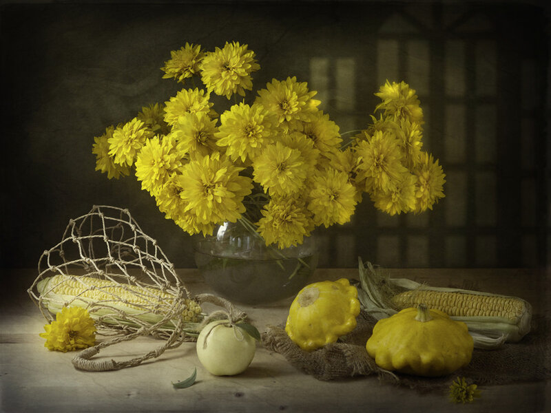 Yellow Flowers and Vegetables