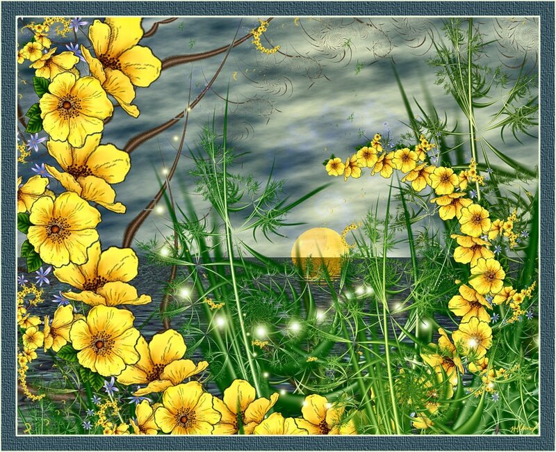 Yellow Flowers by Water