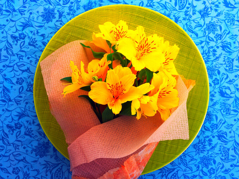 Yellow Flowers in a Bowl